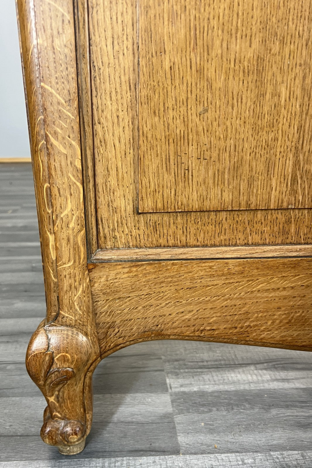 Bed Vintage French Louis XVI King Size Bed Frame Oak Carved Headboard LOT 47016