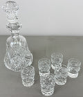 Carafe Set Vintage Style Crystal Cut 6 Shot Glasses and Tray LOT 6436