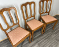 Chairs Vintage French Louis XVI Style Oak Upholstered Set of 5 Carved LOT 44026