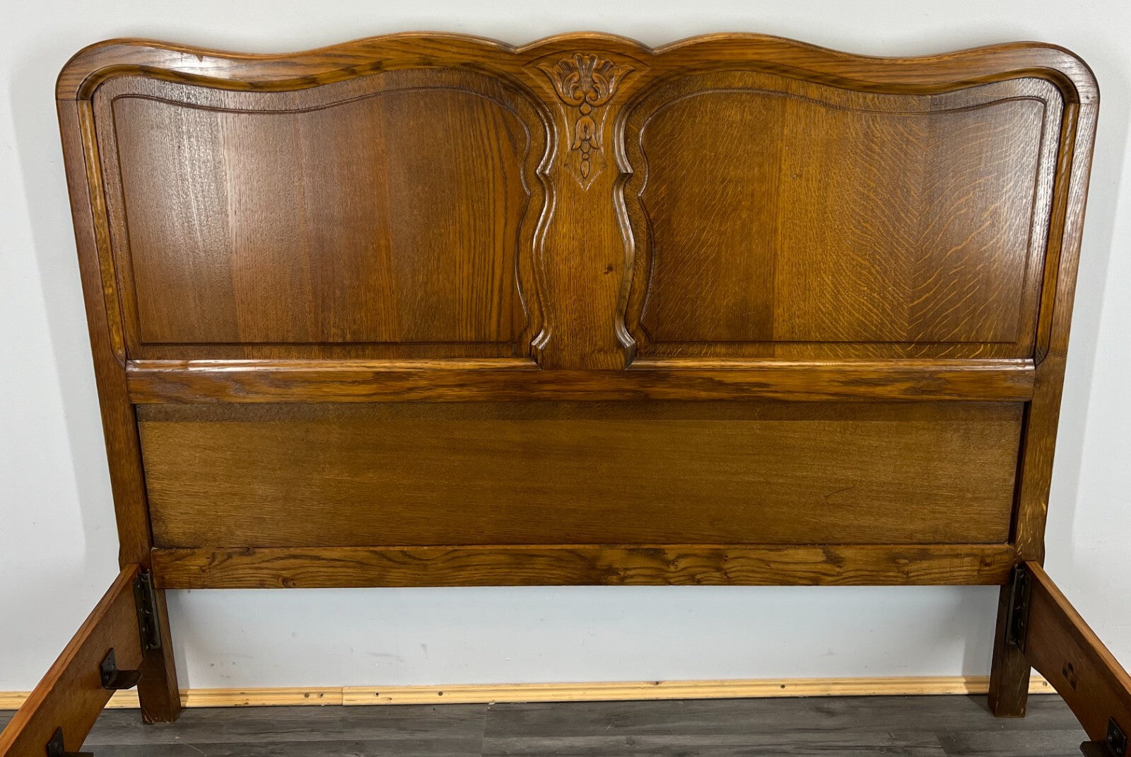 Bed Vintage French Louis XVI Style Oak Double Frame Carved Headboard LOT 27586