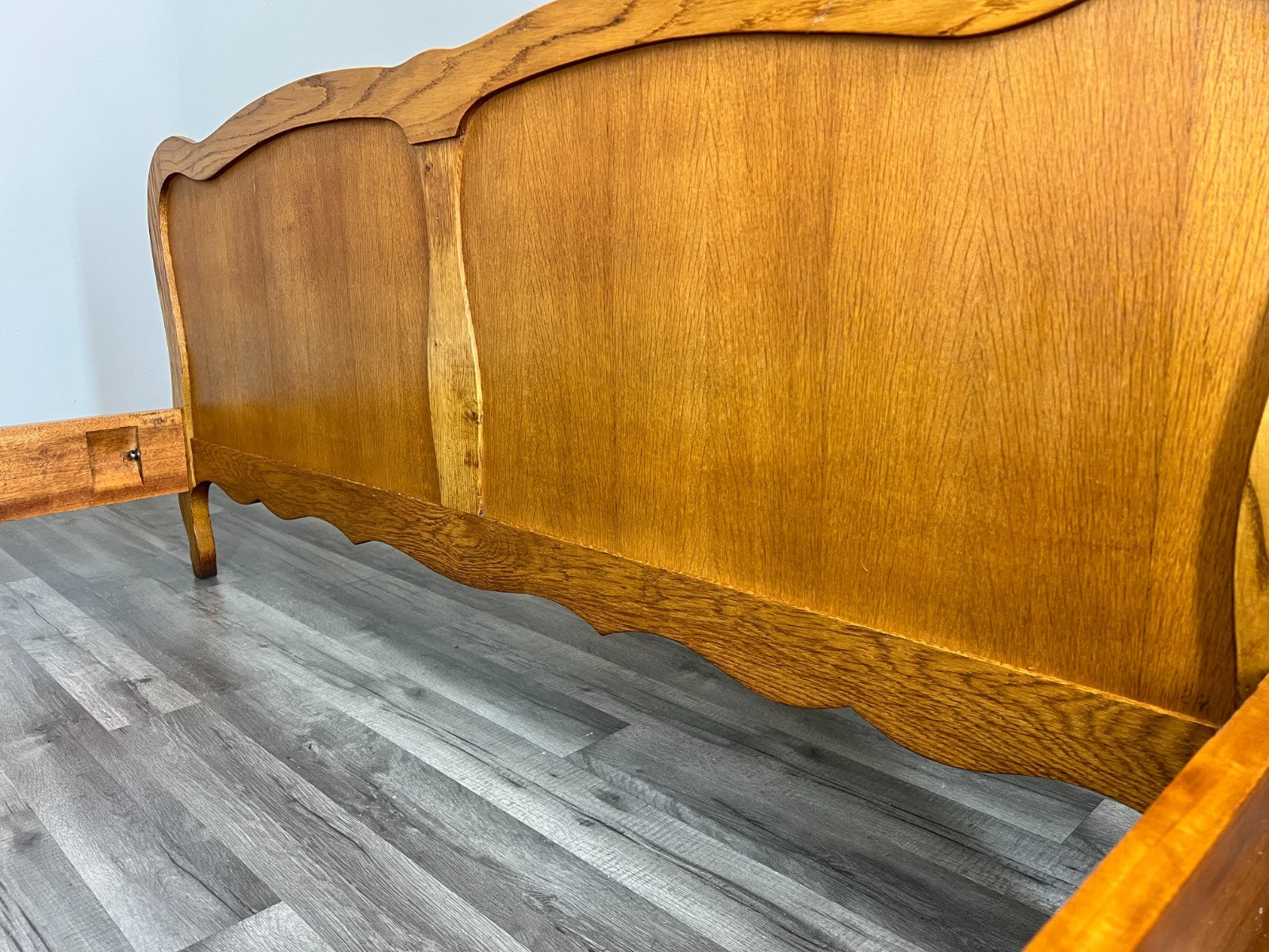 Bed Vintage French Louis XVI Double Bed Frame Oak Carved Headboard LOT 459010