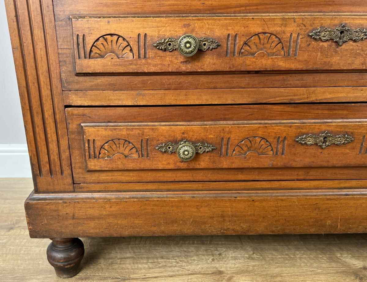 Chest of Drawers Antique French Walnut Marble Top Five Drawer Cabinet LOT 64495