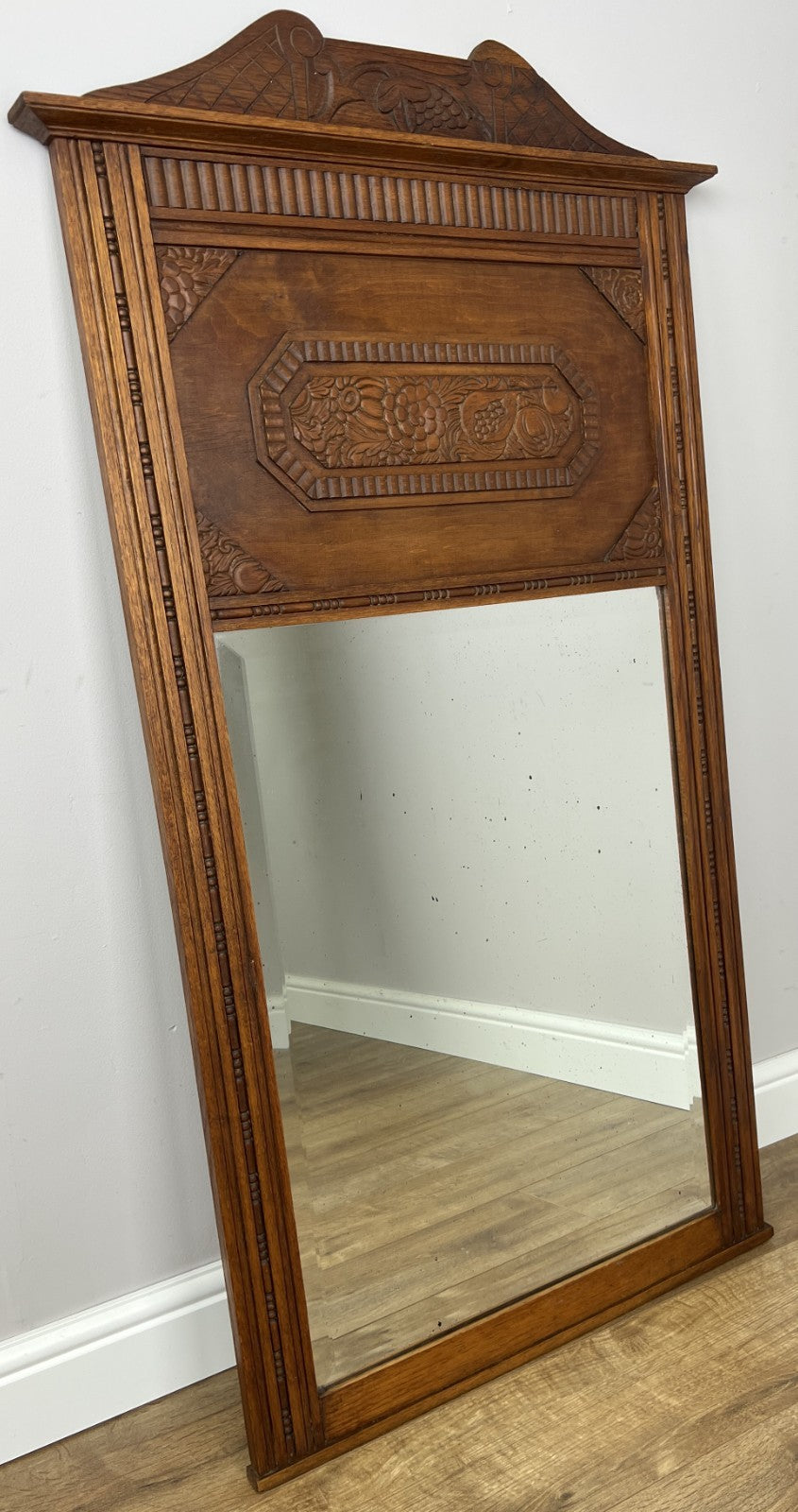 Mirror Antique French Style Oak Carved Decorative Frame Wall Mirror LOT 62760