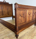 Bed Antique French Style Oak Double Bed Frame Carved Headboard LOT 60944
