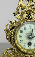 Clock Vintage French Style Brass Ornate Mantel Clock with Key LOT 6474