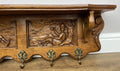 French Vintage Coat Rack Oak 5 Hooks Wall Shelf Carved Coat Hanger LOT 49043
