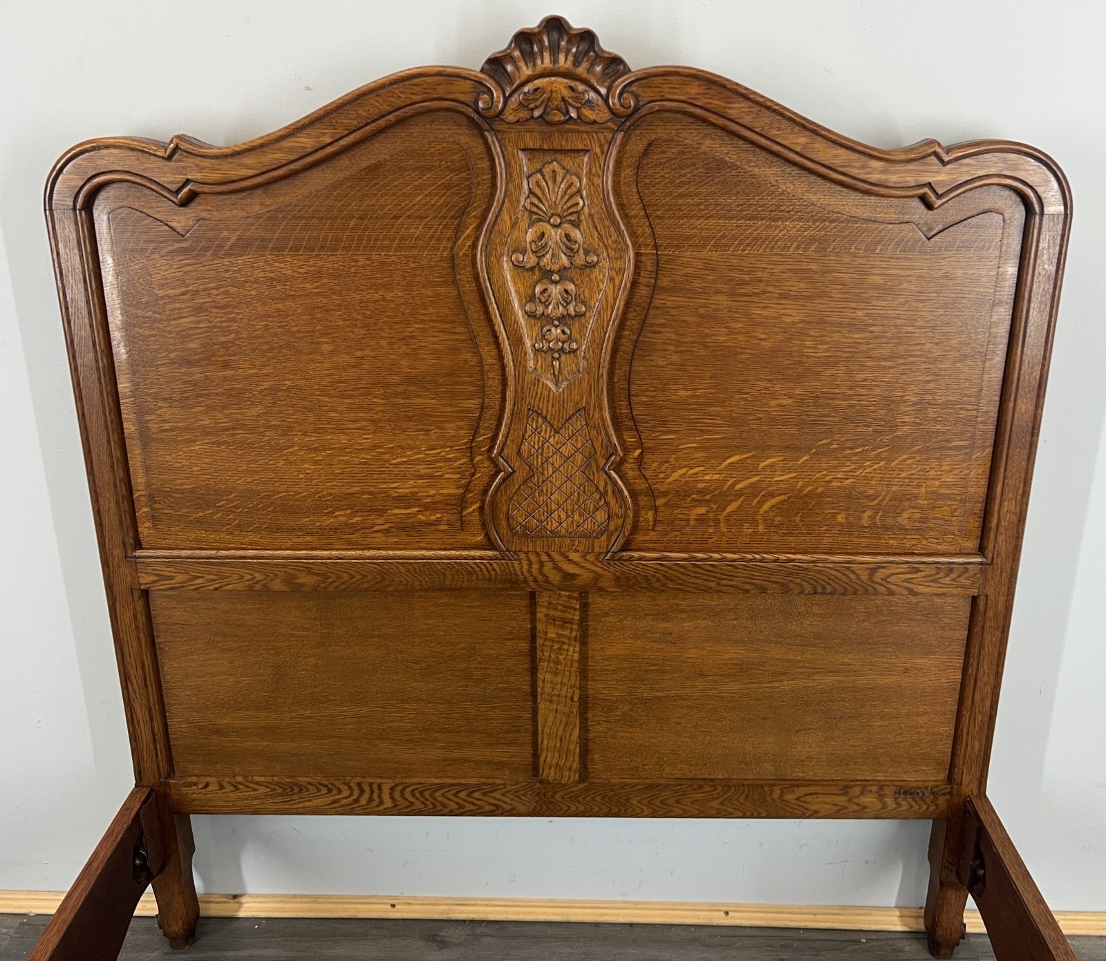 Bed Vintage French Louis XVI Double Single Frame Oak Carved Headboard LOT 45935