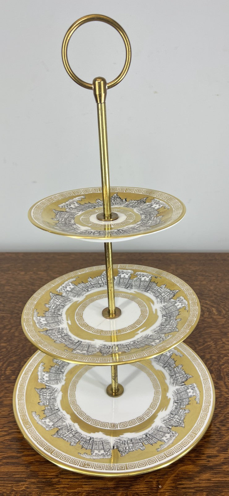 Cake Stand Vintage Style German Bavaria Porcelain Brass Three Tier LOT 47540