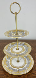 Cake Stand Vintage Style German Bavaria Porcelain Brass Three Tier LOT 47541