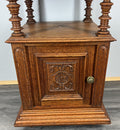 Pair of Bedside Tables Antique French Marble Top Oak Cabinets Carved LOT 43295