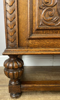 Bookcase Vintage French Oak Glazed Display Cabinet Carved Sideboard LOT 62575