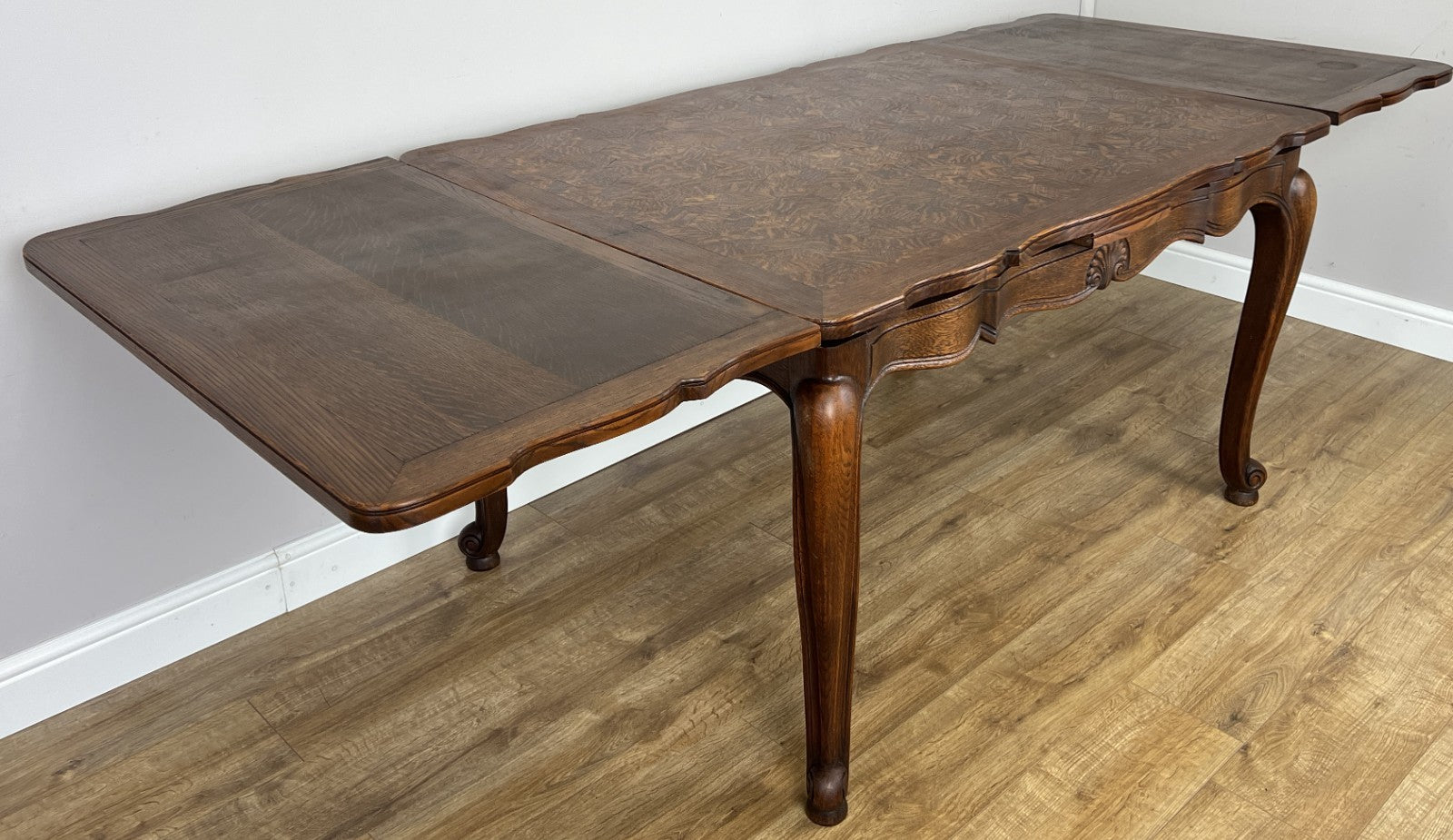 Dining Table Vintage French Louis XVI Carved Oak Extendable Table LOT 63543
