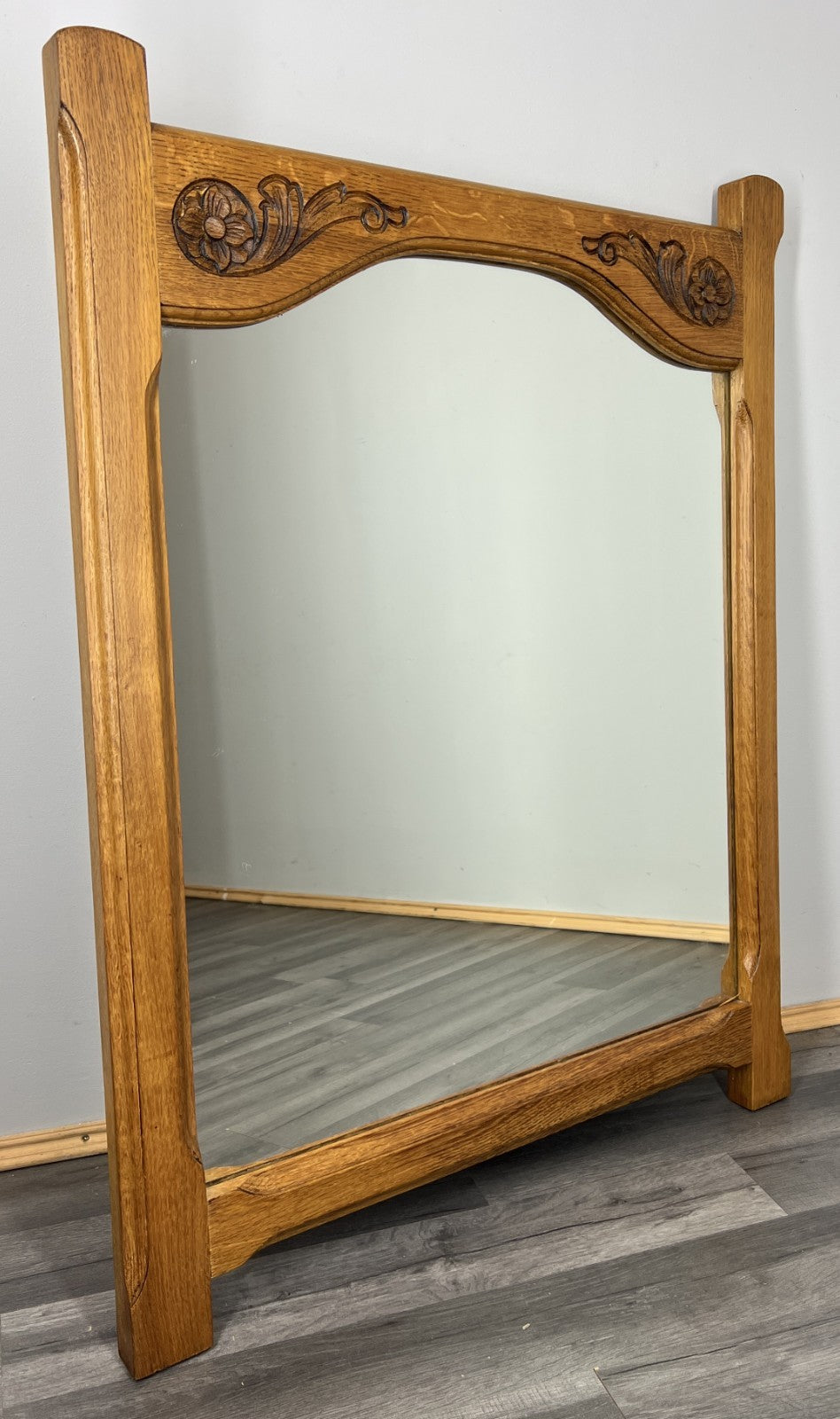Vintage French Style Carved Oak Wall Mirror Ornate Wall Frame LOT 45406