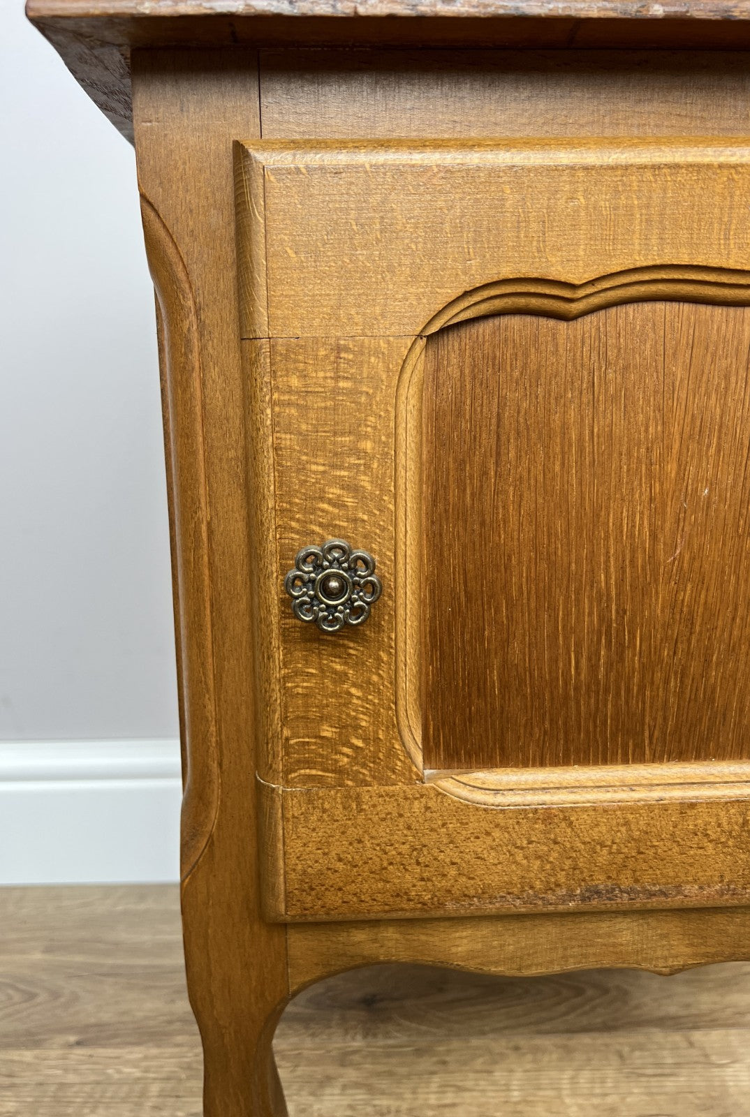 Pair of Bedside Tables Vintage French Louis Oak Nightstands Cabinets LOT 62268