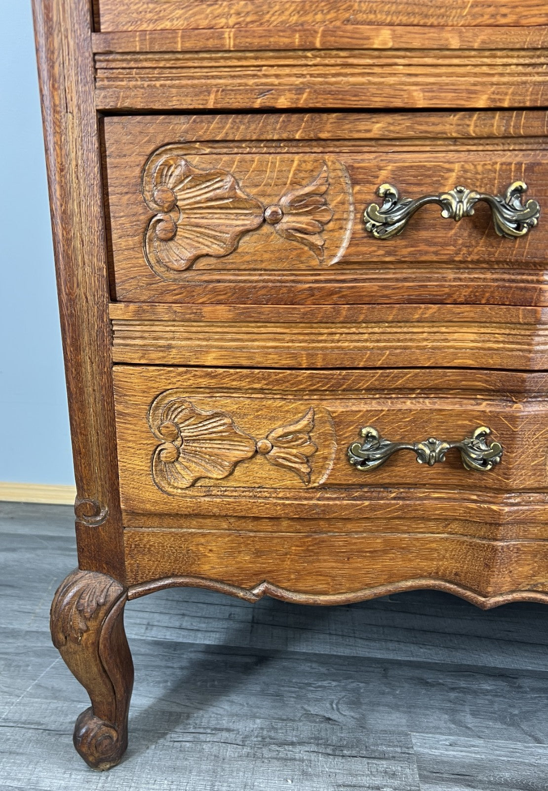Secretaire Writing Desk Vintage French Louis Oak Rare Bureaux Cabinet LOT 44636