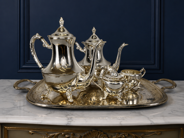 Coffee Set Vintage French Style Tea Coffee Serving Tray with Pot LOT 6433