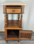 Bedside Table Antique French Style Marble Top Walnut Cupboard Cabinet LOT 40433