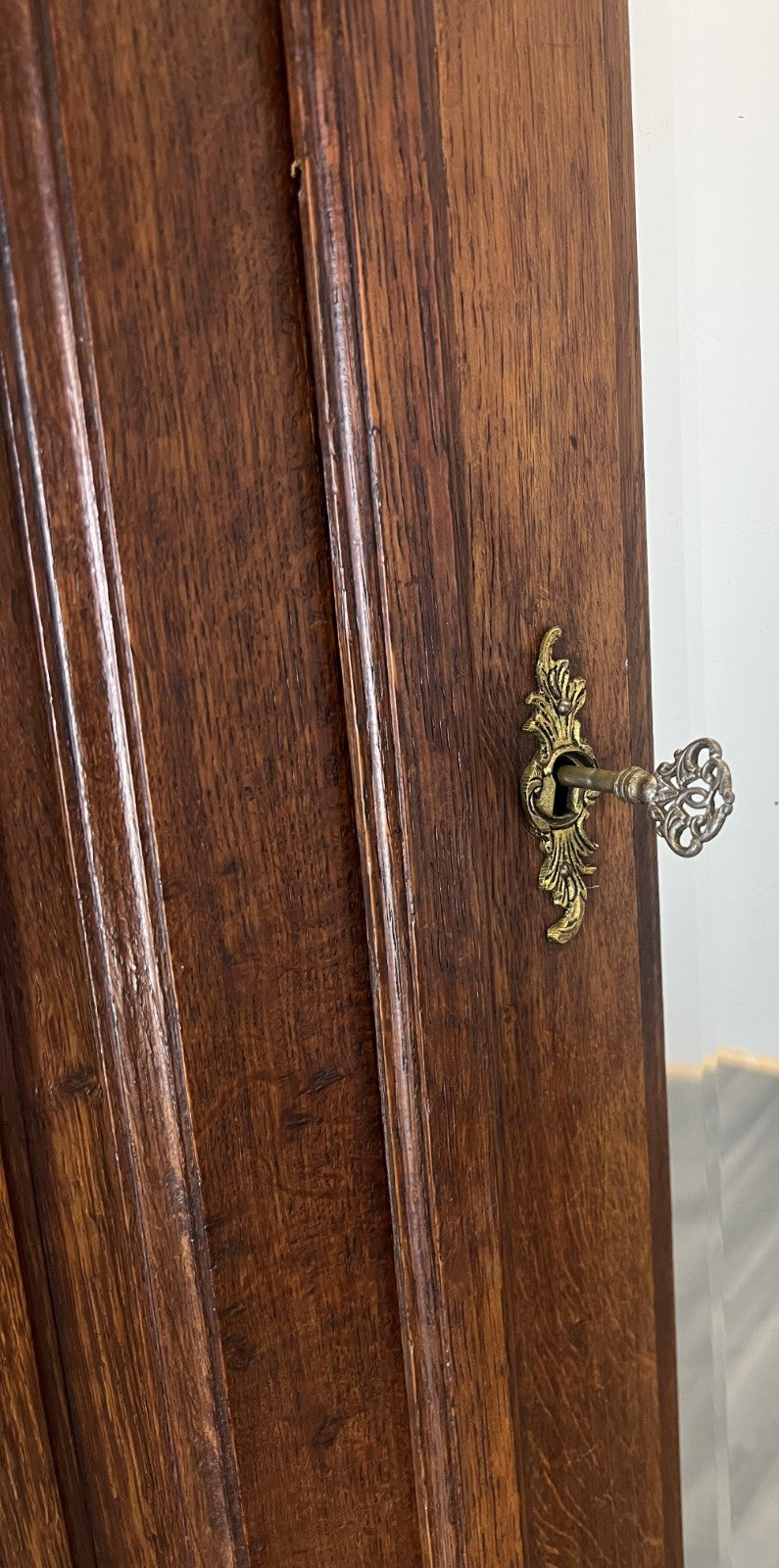 Wardrobe Antique French Style Oak Mirrored Door Carved Armoire LOT 47965