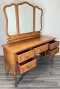 Vintage Dressing Table with Mirror French Oak Louis Vanity Table Makeup LOT 451710
