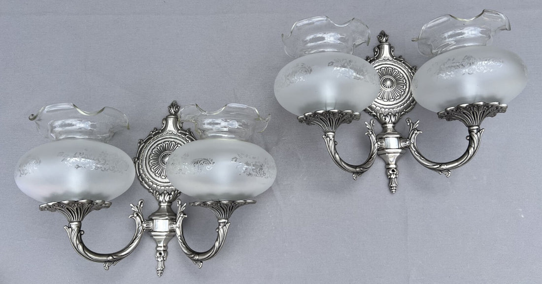 Pair of Wall Lamps Vintage French Wall Sconces Decorative Metal Lamps LOT 60100