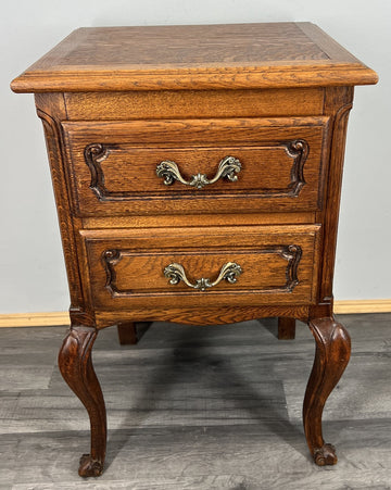 Bedside Table Vintage French Louis XVI Oak Carved Nightstand Cabinet LOT 46950