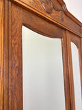Wardrobe Antique French Oak Two Door Mirrored Carved Armoire Cabinet LOT 609713