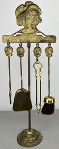 Fireplace Set Vintage French Style Brass 5 Piece Companion Set LOT 6445
