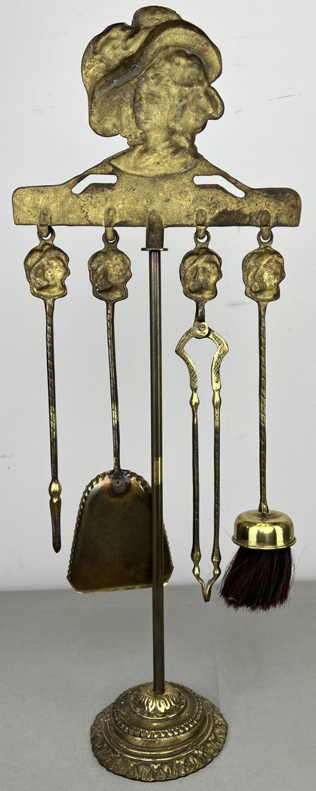 Fireplace Set Vintage French Style Brass 5 Piece Companion Set LOT 6445
