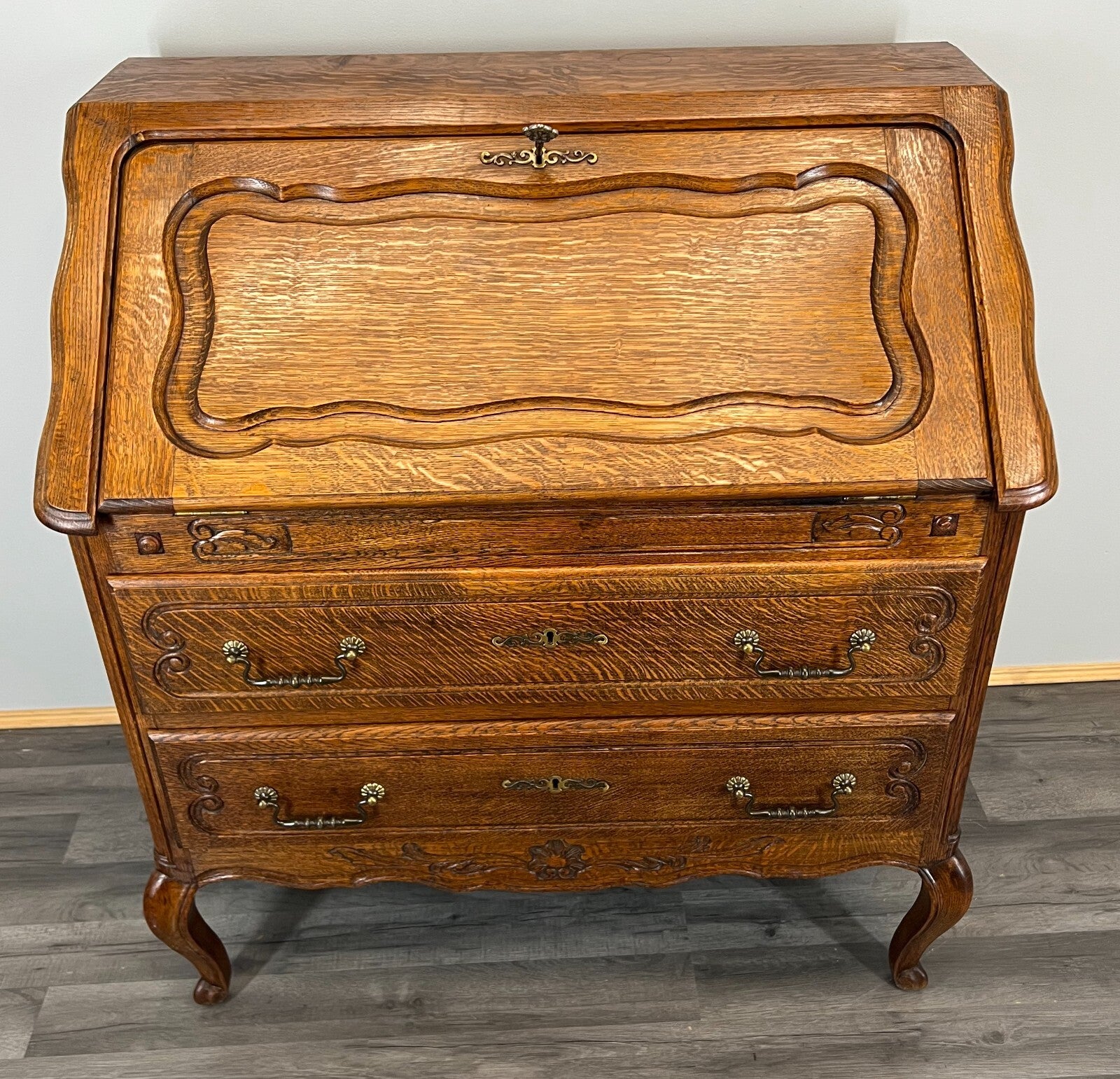 Secretaire Writing Desk Antique French Style Bureau Drop Front Cabinet LOT 35230