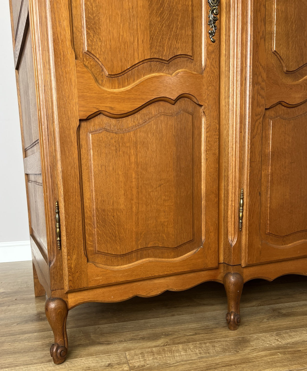 Wardrobe Vintage French Louis XVI Style Oak Four Door Carved Armoire LOT 6495