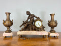 Mantel Clock Antique French Art Nouveau Style Bronze Garniture Set LOT 46390