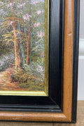 Painting Vintage French Style Signed Landscape Lake Cottage Framed LOT 6469