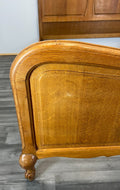 Bed Vintage French Louis XVI Oak Double Bed Frame Carved Headboard LOT 29642
