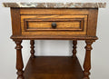 Bedside Table Antique French Style Marble Top Oak Cabinet Nightstand LOT 62433
