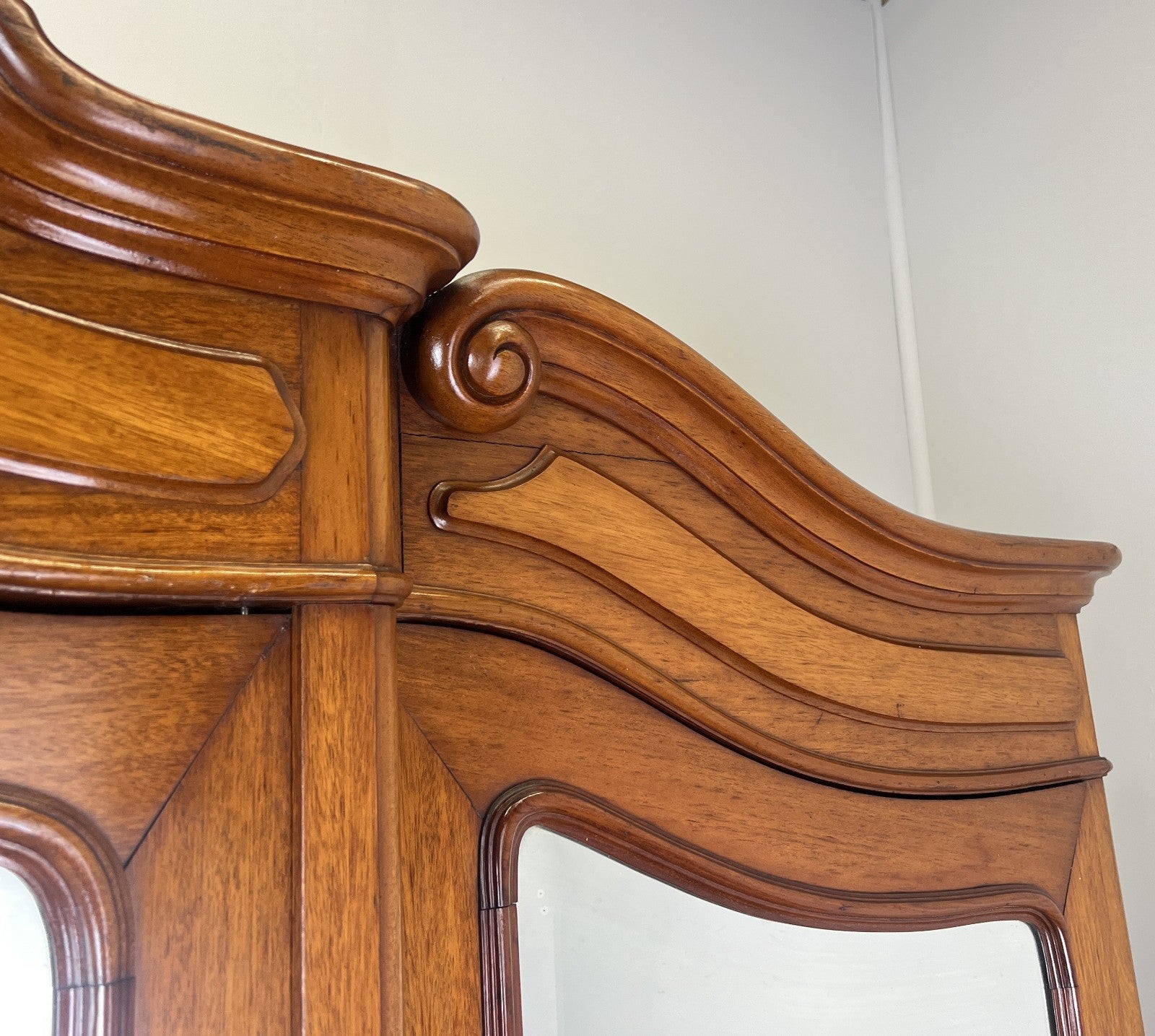 Wardrobe Antique French Mahogany Three Door Mirrored Carved Armoire LOT 612711