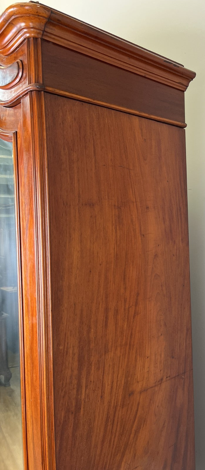Wardrobe Antique French Two Door Mahogany Mirrored Carved Armoire LOT 615212