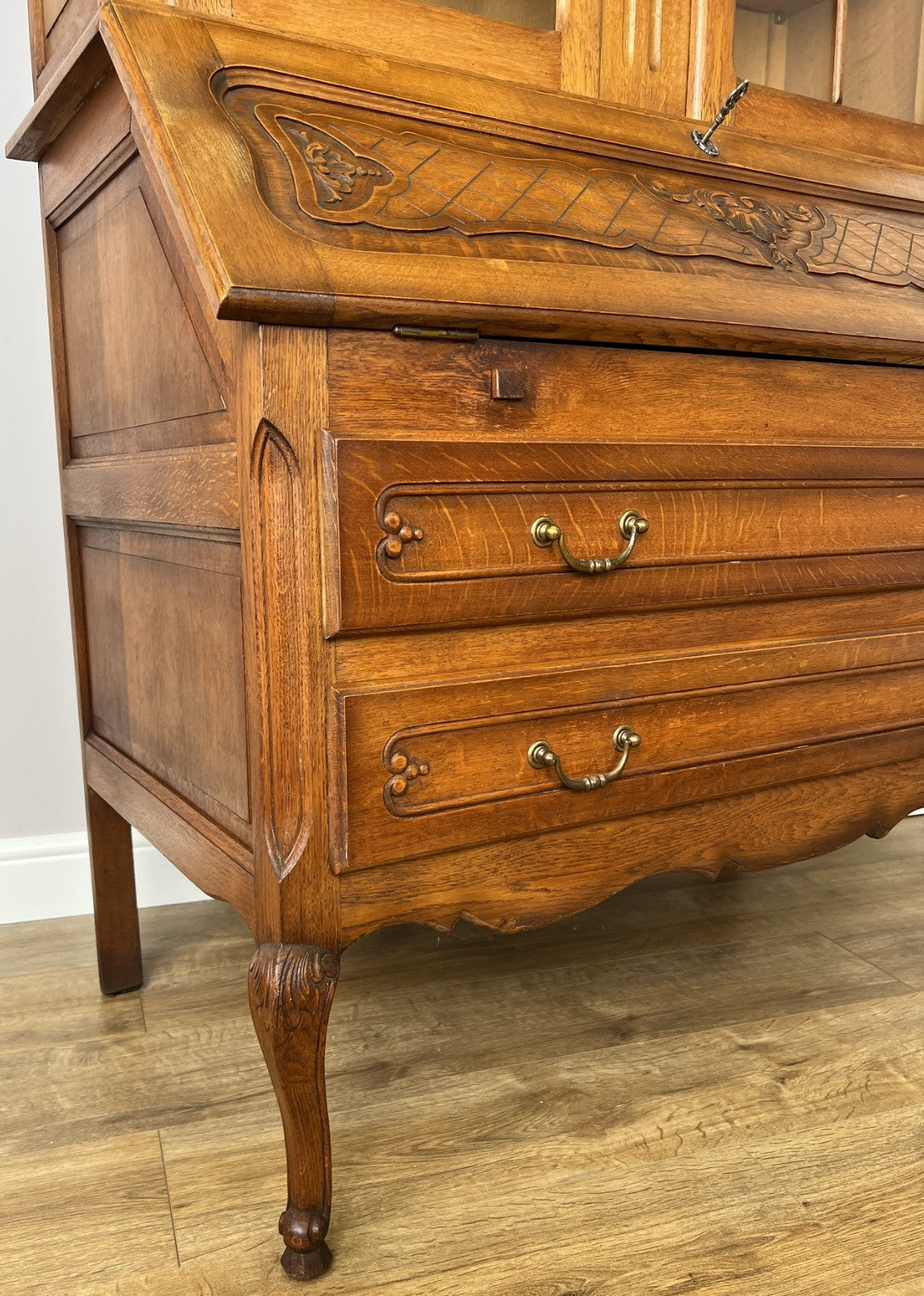 Cabinet Vintage French Louis XVI Oak Bureau Bookcase Display Cabinet LOT 634311