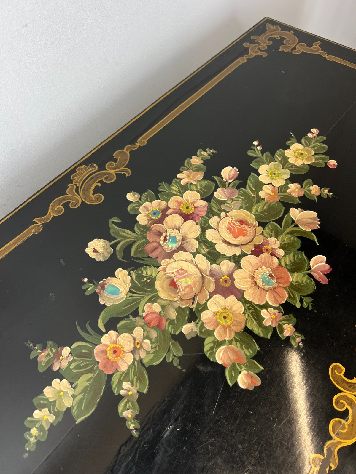 Cabinet Vintage French Style Painted Floral 3 Drawer Chest Sideboard LOT 439715