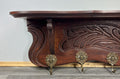 French Vintage Coat Rack Oak 7 Hooks Ornate Wall Shelf Carved Coat LOT 3885