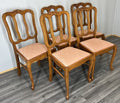 Chairs Vintage French Louis XVI Style Oak Upholstered Set of 5 Carved LOT 44021