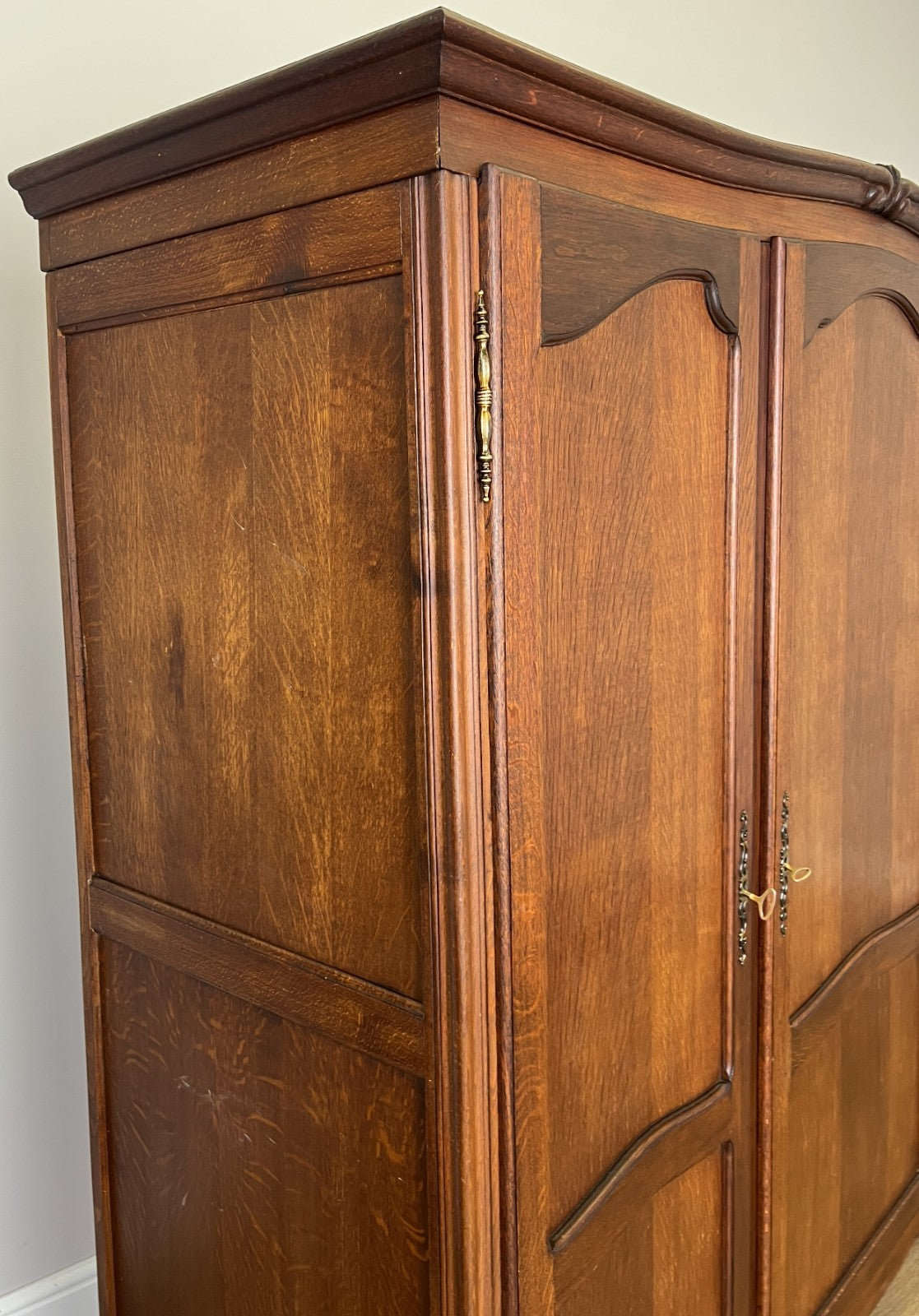 Wardrobe Vintage French Louis XVI Style Oak Three Door Carved Armoire LOT 61187