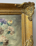 Oil Painting Vintage French Style Signed Floral Gilt Frame Wall Art LOT 61142