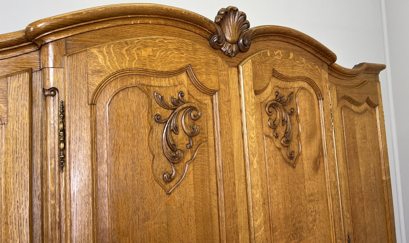 Wardrobe Vintage French Louis XVI Style Four Door Oak Carved Armoire LOT 49293