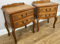 Pair of Bedside Tables Vintage French Louis Oak  Nightstands Cabinets LOT 49083
