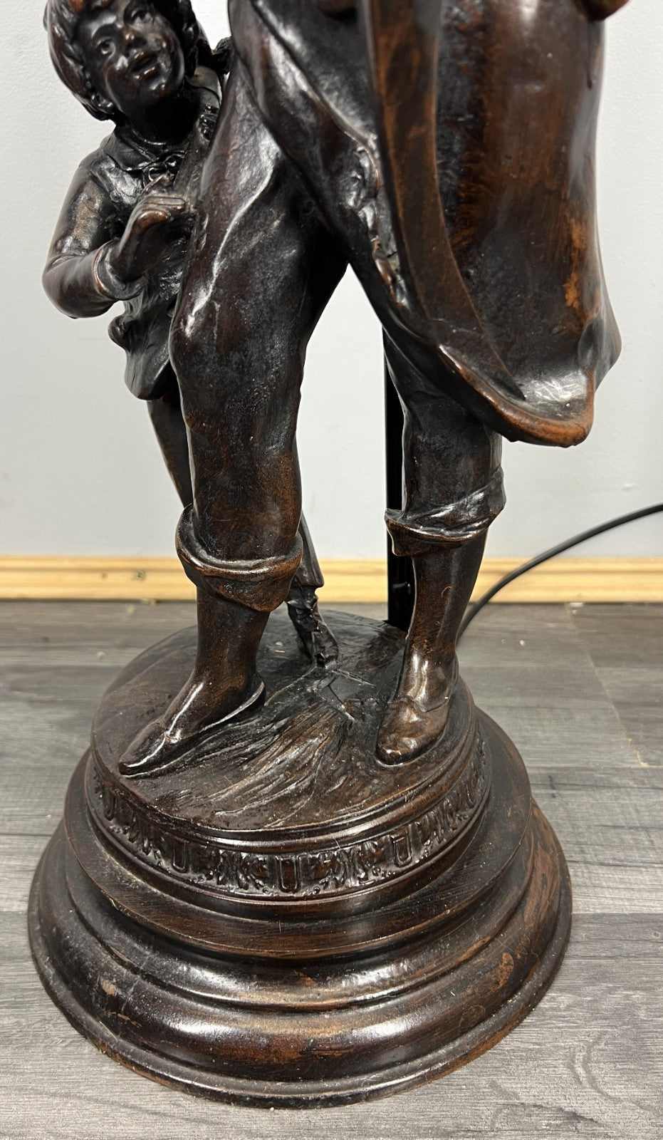 Lamp Vintage French Figural Double Light with Frosted Glass Shades LOT 44077