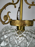 Ceiling Lamp Vintage Style Brass and Pressed Crystal Pendant Chandelier LOT 52536