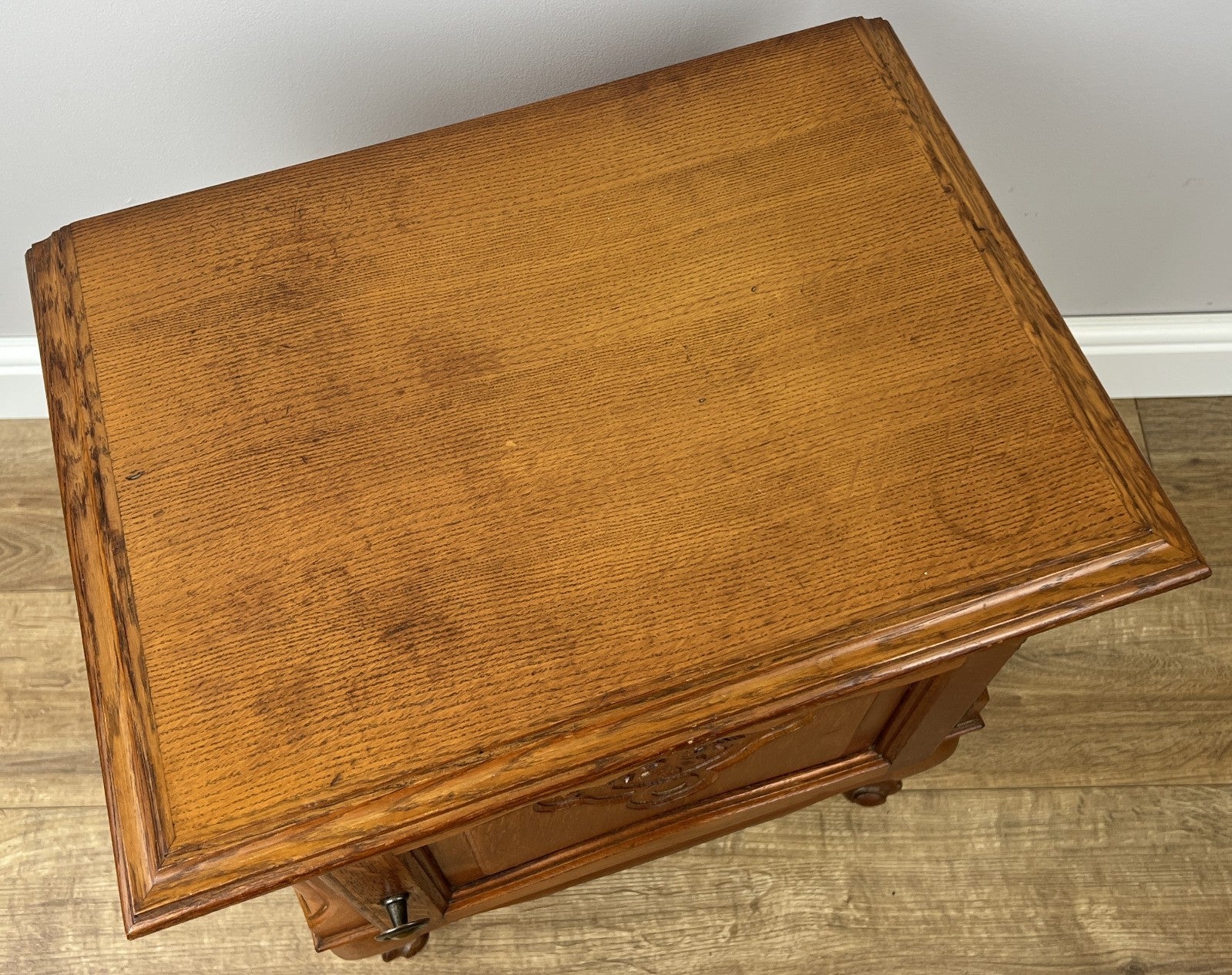 Pair of Bedside Tables Vintage French Louis Oak Nightstands Cabinets LOT 62199