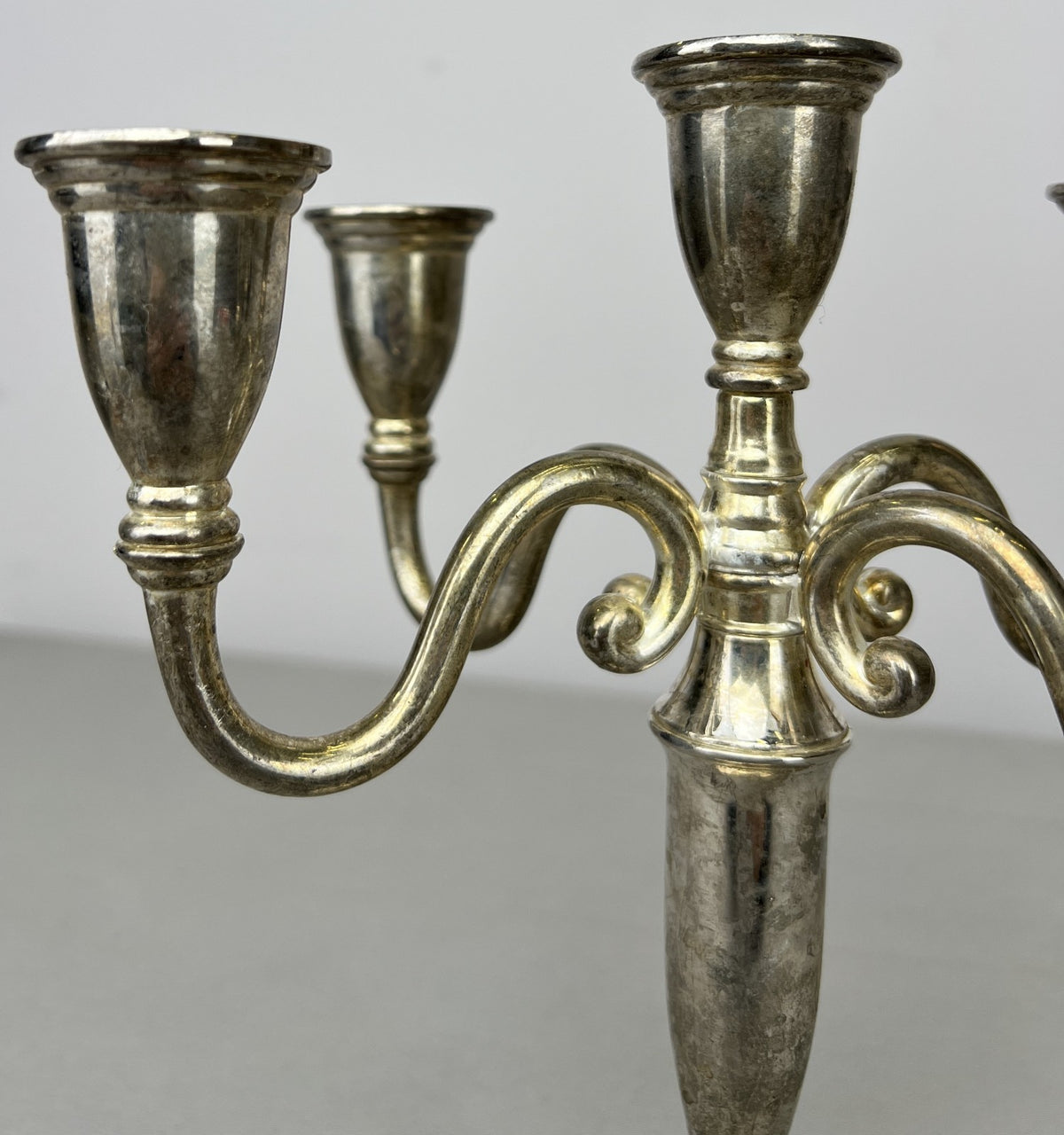 Pair of Candelabras Vintage French Style Metal Five Arm Candle Holders LOT 6482