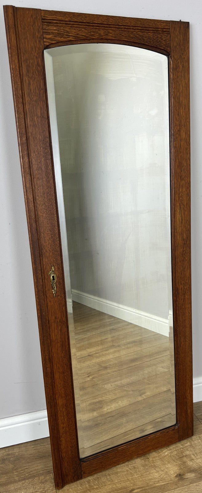 Mirror Antique French Style Oak Carved Wardrobe Mirror Polished Glass LOT 61930