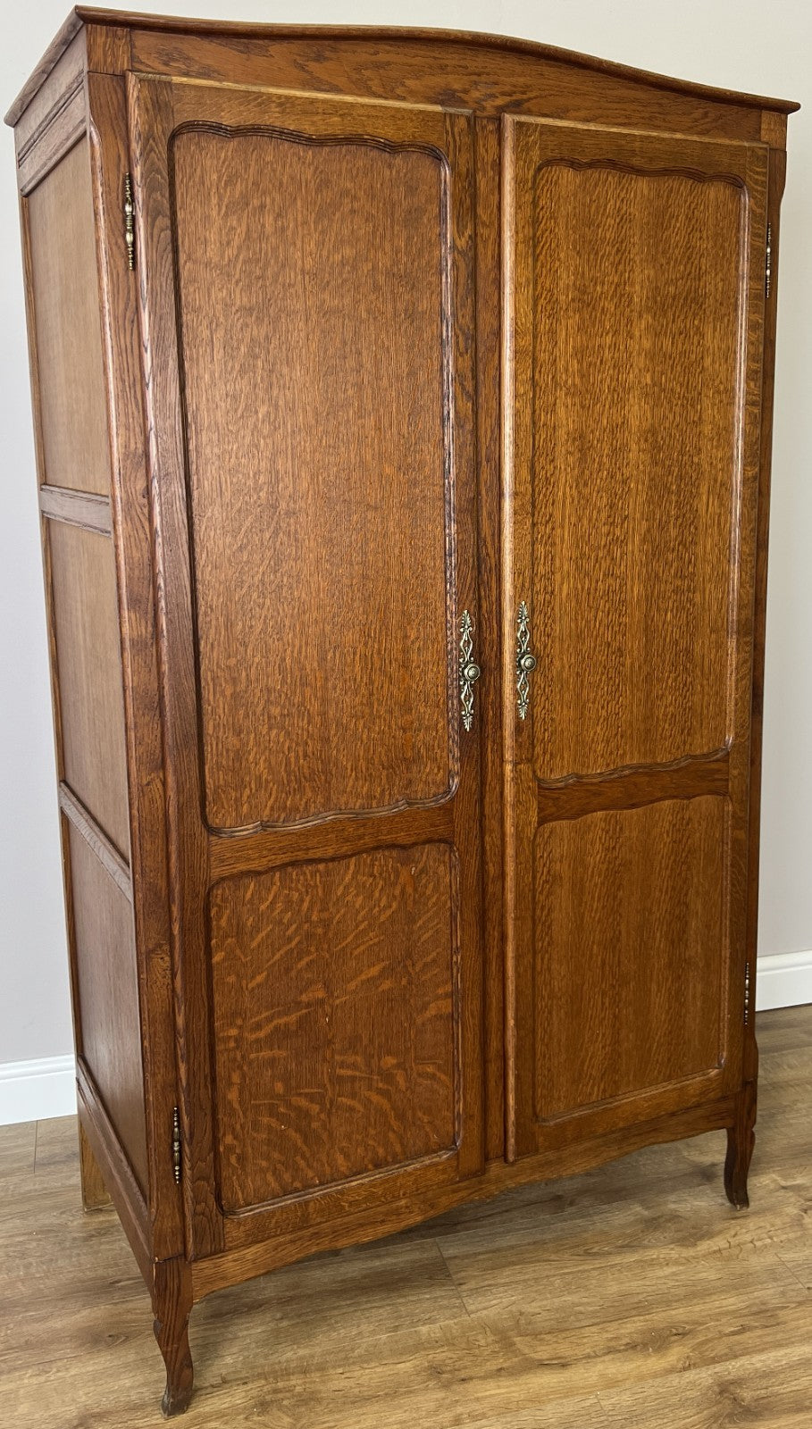 Wardrobe Vintage French Louis XVI Style Oak Two Door Carved Armoire LOT 48540